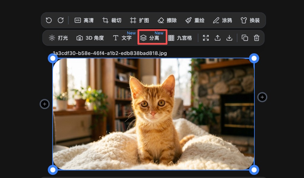 点击工具栏中的分离按钮